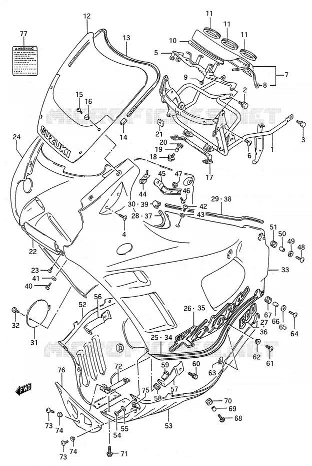 FRONT KUIP (MODELE K) Suzuki MOTO 600 GSX-F 1993  GSX600FP(E28)
