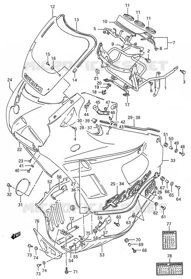 FRONT KUIP (MODELE L) Suzuki MOTO 600 GSX-F 1990  GSX600FL(E28)