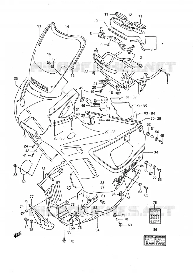 FRONT KUIP (MODELE L) Suzuki MOTO 750 GSX-F 1991  GSX750FM(E28)