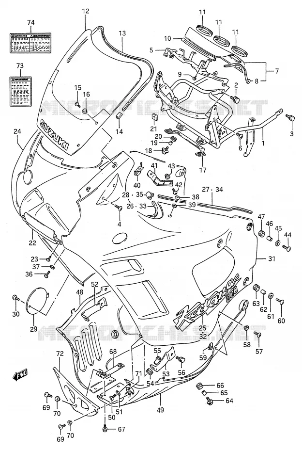 FRONT KUIP (MODELE M) Suzuki MOTO 600 GSX-F 1990  GSX600FUL(E28)