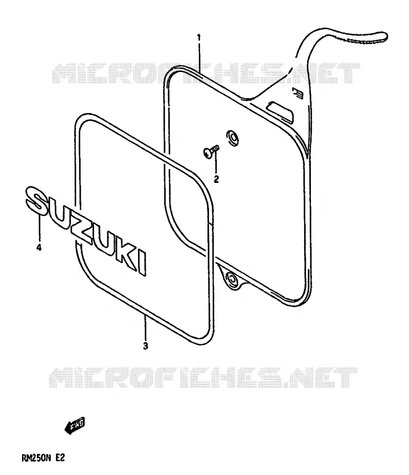 FRONT NUMMERPLAAT (MODELE K/L/M) Suzuki MOTO 250 RM 1989  RM250K(K/L/M/N)