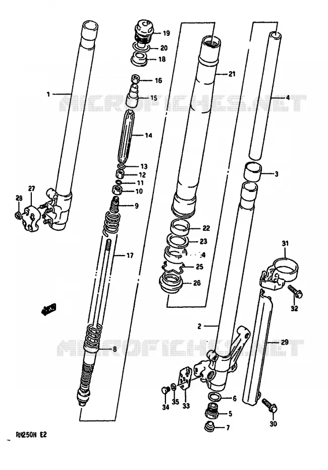 FRONT SCHOKDEMPER (MODELE L) Suzuki MOTO 250 RM 1992  RM250 N (E02,E04,E24)