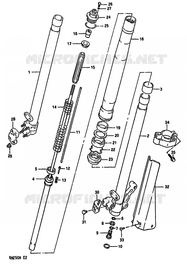 FRONT SCHOKDEMPER (MODELE N) Suzuki MOTO 250 RM 1991  RM250M(K/L/M/N)