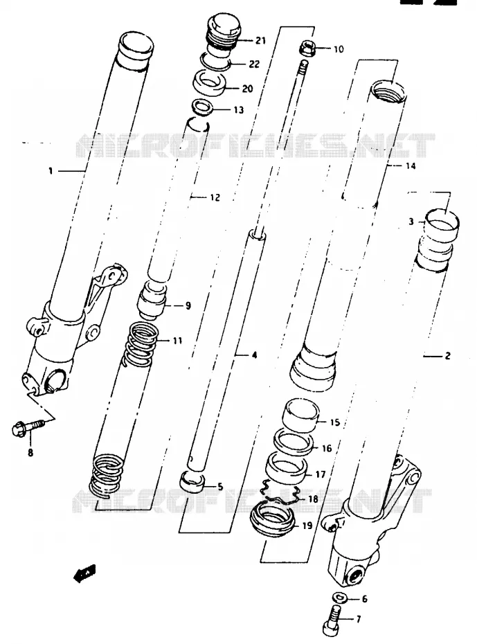 FRONT SCHOKDEMPER (MODELE R) Suzuki MOTO 125 RG 1992  RG125FN(N/P/R)