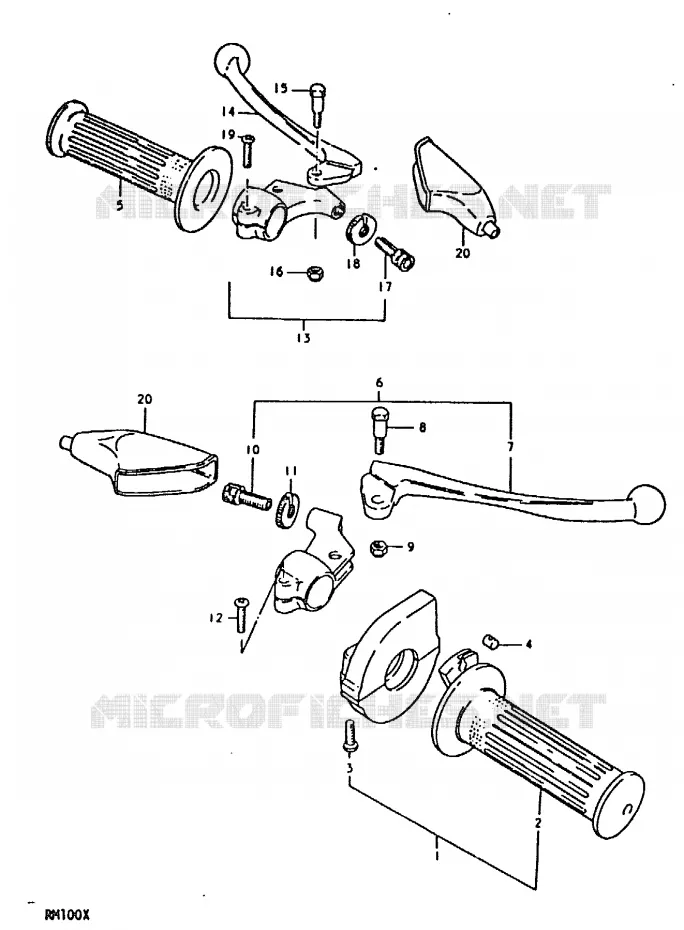 HANDGRIPS - LEVERS (RM100N) Suzuki MOTO 100 RM 1996  RM100T(N/T/X)