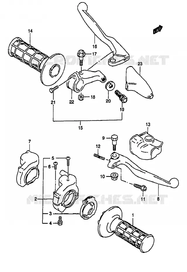 HANDGRIPS - LEVERS Suzuki MOTO 250 RM 2000  RM250Y(T/V/W/X/Y)