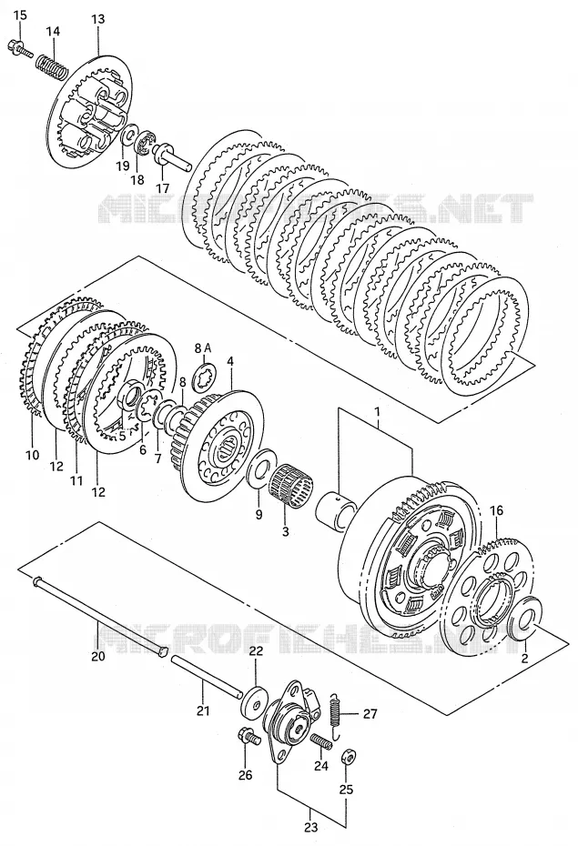 KOPPELING (MODELE N/P/R/S/T) Suzuki MOTO 600 GSX-F 1988  GSX600FU2J(E28)