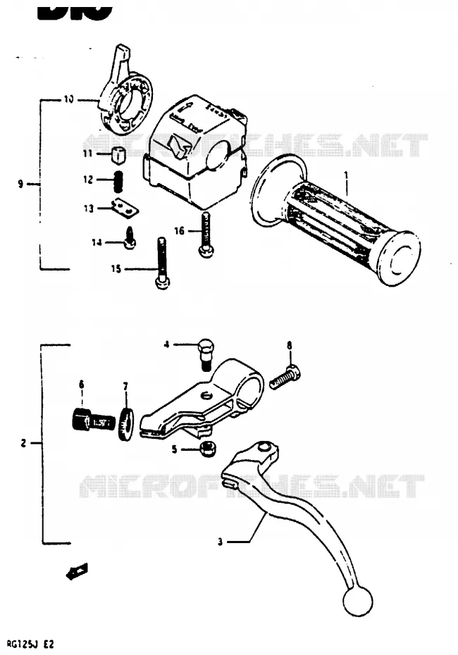 LINKER HANDGREEP (MODELE G F.NO. 102308~/H/J) Suzuki MOTO 125 RG 1987  RG125CH(G/H/J)