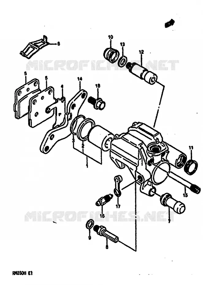 REAR CALIPER (MODELE H) Suzuki MOTO 250 RM 1987  RM250H(G/H)