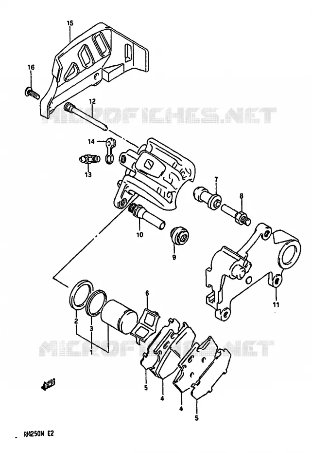 REAR CALIPER (MODELE M) Suzuki MOTO 250 RM 1991  RM250M(K/L/M/N)