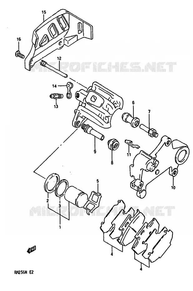 REAR CALIPER (MODELE N) Suzuki MOTO 250 RM 1991  RM250M(K/L/M/N)