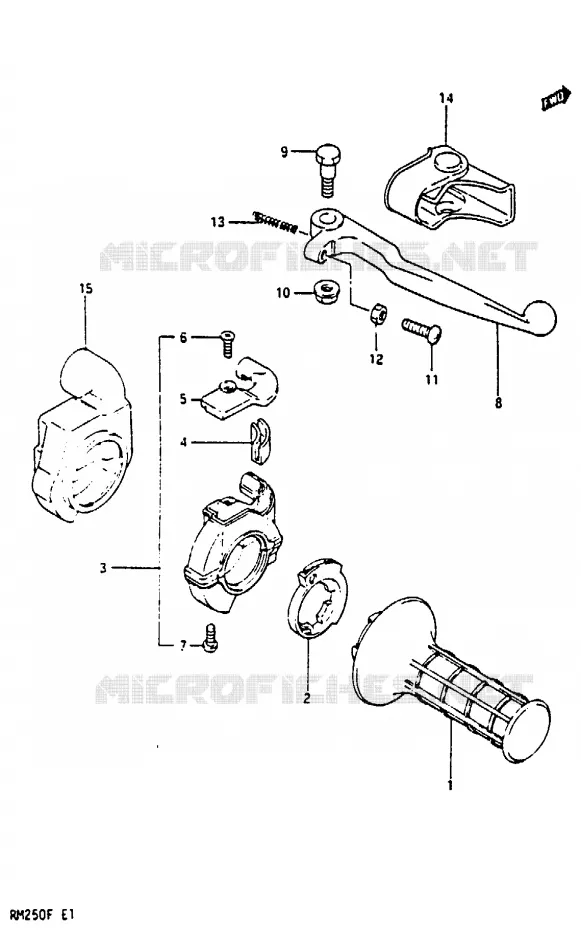 RIGHT SWITCH - HANDGREEP (MODELE F) Suzuki MOTO 250 RM 1984  RM250E(E/F)
