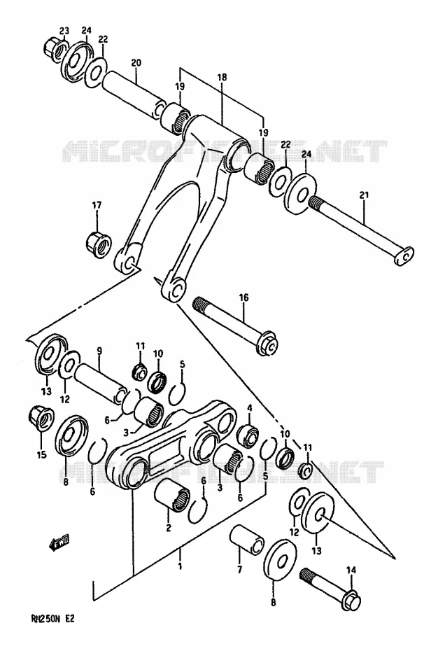 SCHOKBREKER AANEENSCHAKELING (MODELE L) Suzuki MOTO 250 RM 1990  RM250L(K/L/M/N)