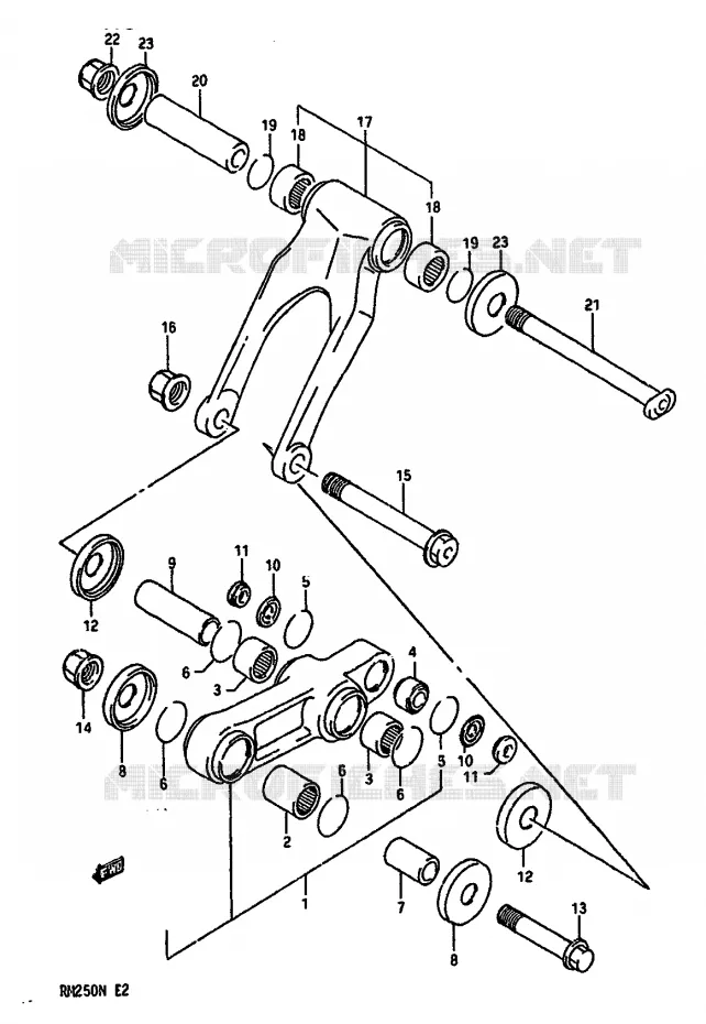 SCHOKBREKER AANEENSCHAKELING (MODELE N) Suzuki MOTO 250 RM 1992  RM250N(K/L/M/N)