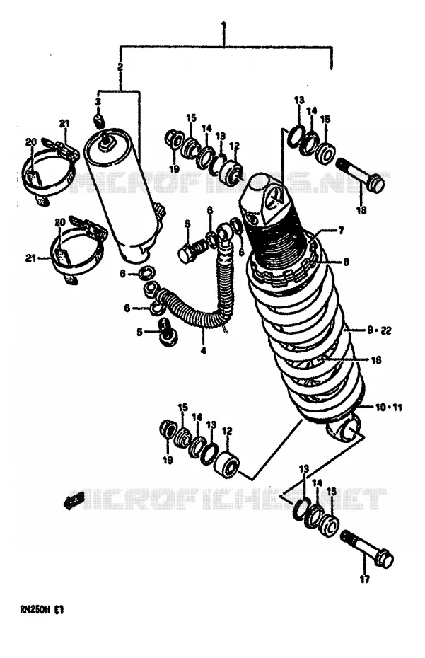 SCHOKDEMPER (MODELE G) Suzuki MOTO 250 RM 1987  RM250H(G/H)