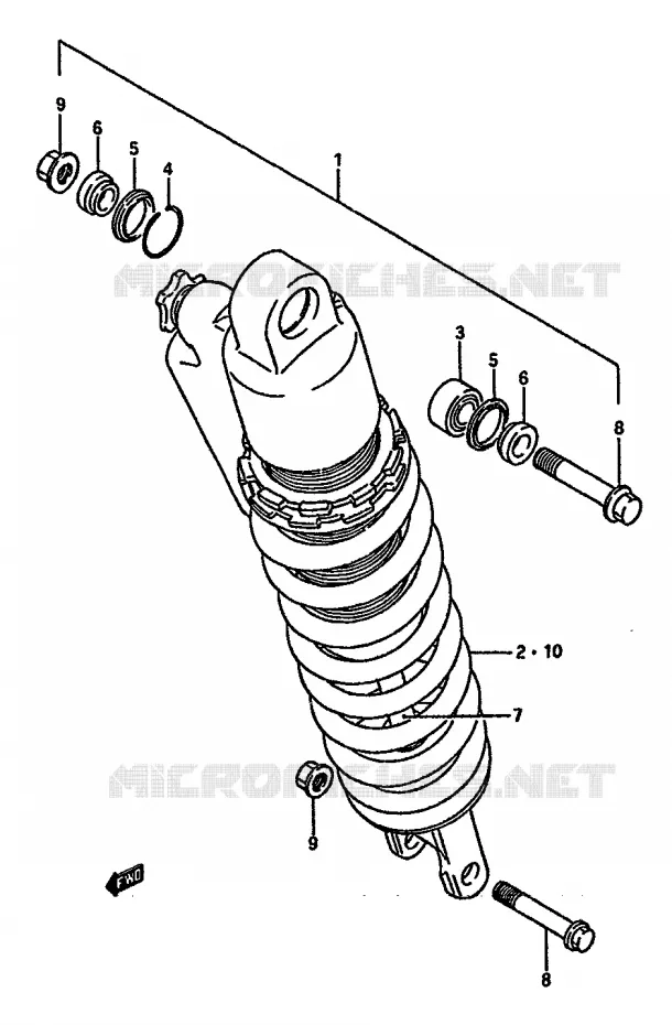 SCHOKDEMPER (MODELE H) Suzuki MOTO 125 RM 1987  RM125H(G/H/J)