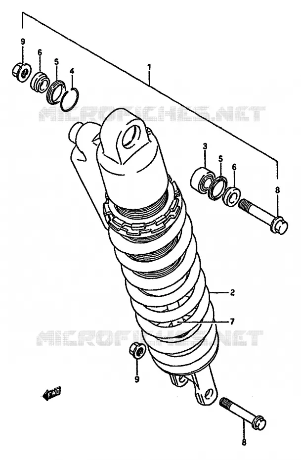 SCHOKDEMPER (MODELE J) Suzuki MOTO 125 RM 1987  RM125H(G/H/J)