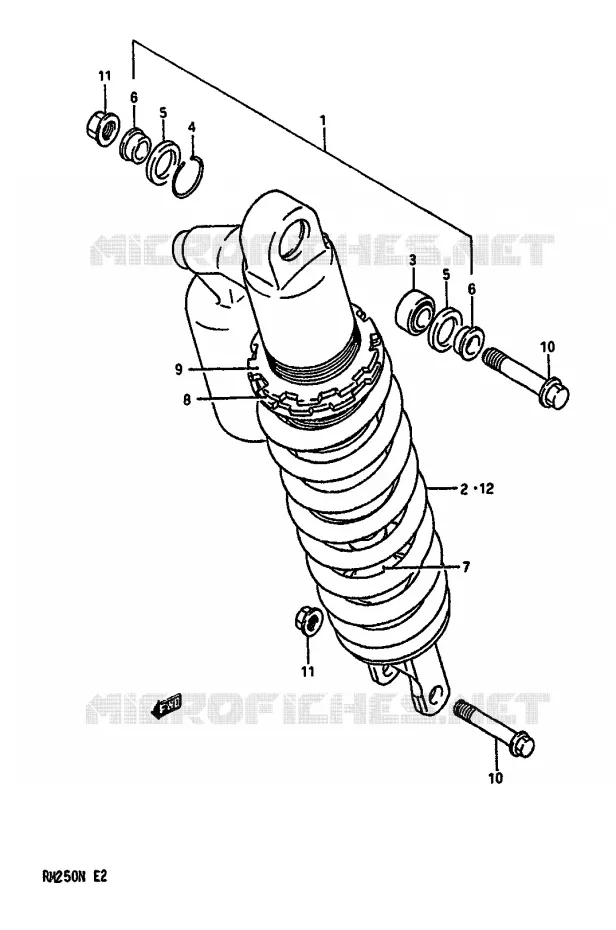 SCHOKDEMPER (MODELE L) Suzuki MOTO 250 RM 1992  RM250N(K/L/M/N)