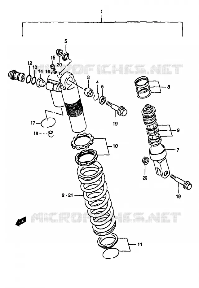 SCHOKDEMPER (MODELE T) Suzuki MOTO 250 RM 1999  RM250X(T/V/W/X/Y)