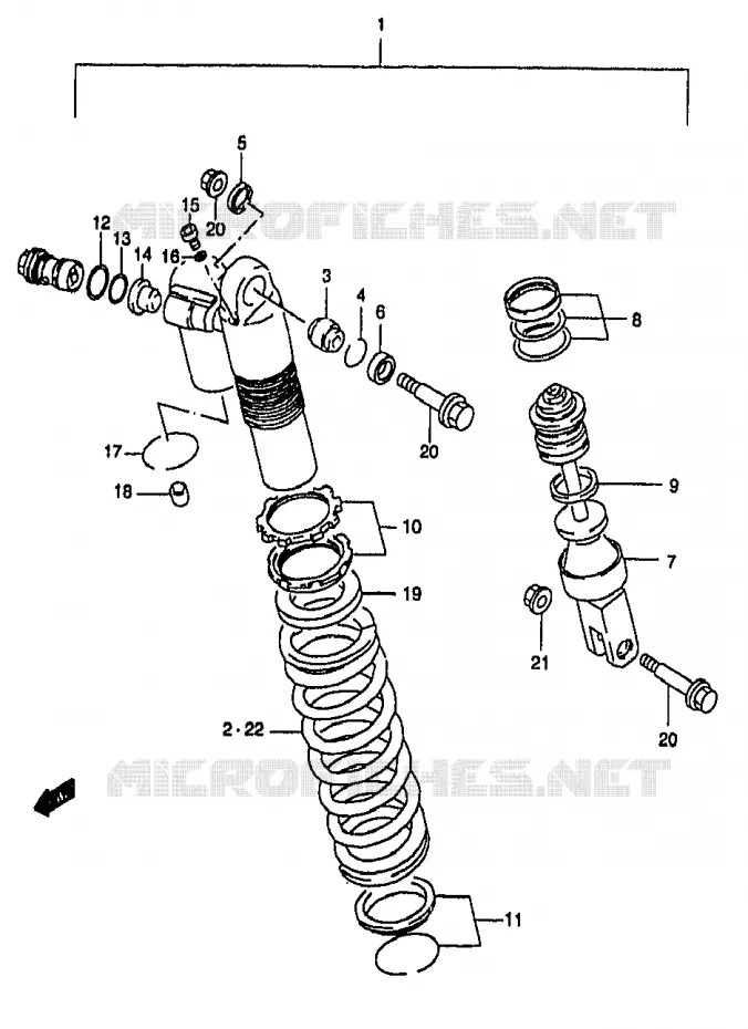 SCHOKDEMPER (MODELE V) Suzuki MOTO 250 RM 1999  RM250X(T/V/W/X/Y)