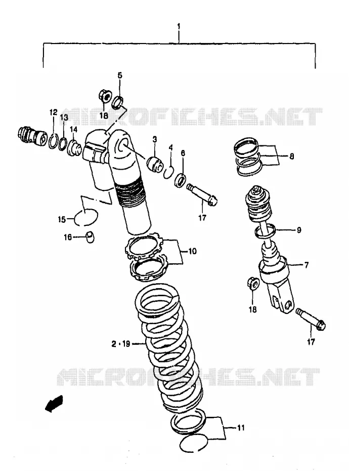 SCHOKDEMPER (MODELE X) Suzuki MOTO 250 RM 2000  RM250Y(T/V/W/X/Y)