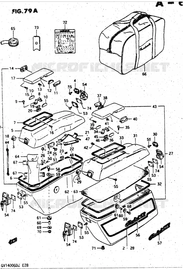 SIDE BAG (MODELE J) Suzuki MOTO 1400 CAVALCADE 1988  GV1400GCJ(DG-DJ/CJ)