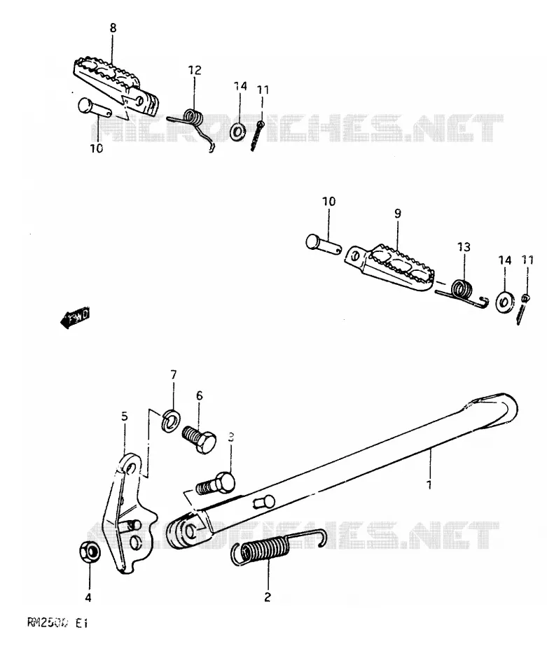 STAND - FOOTREST Suzuki MOTO 250 RM 1982  RM250Z(Z/D)