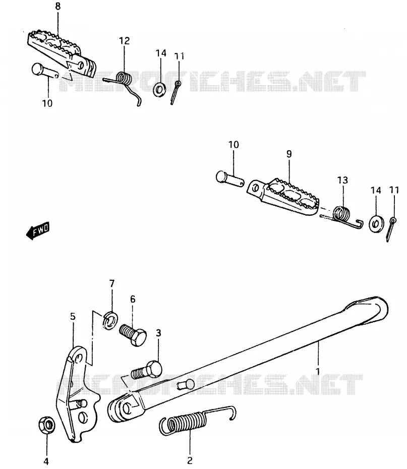 STAND - FOOTREST Suzuki MOTO 500 RM 1984  RM500E(D/E)
