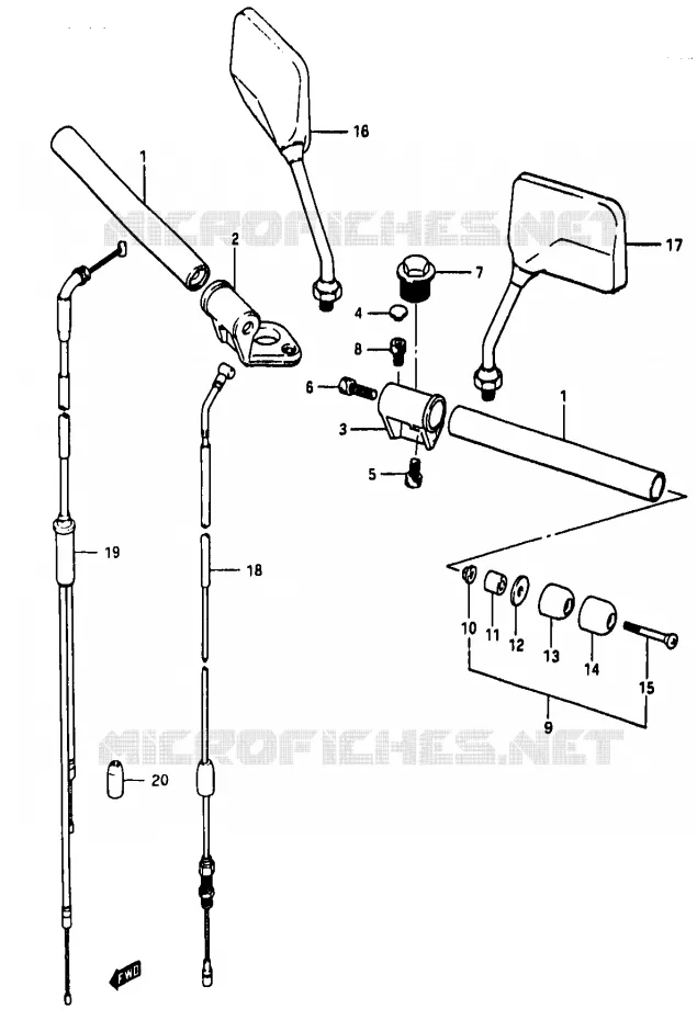 STUUR (MODELE D ~F.NO.111265) Suzuki MOTO 50 RG 1988  RG50J(D/E/F/1/G/J/K)