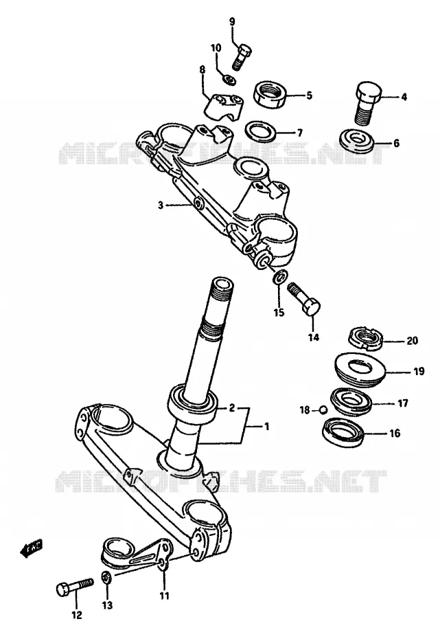 STUURKOLOM (MODELE G/H) Suzuki MOTO 125 RM 1987  RM125H(G/H/J)