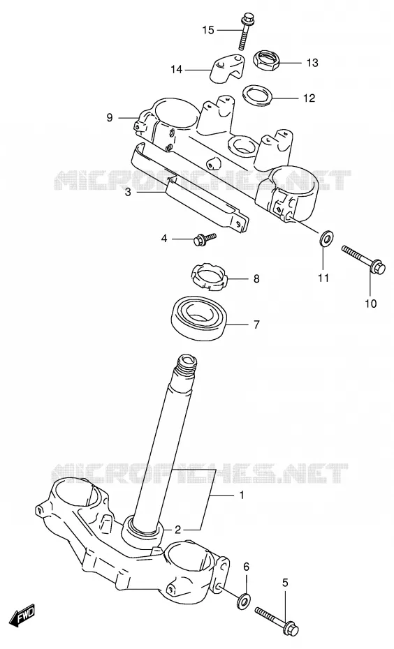 STUURKOLOM (MODELE T/V/W) Suzuki MOTO 125 RM 1996  RM125T(E2)