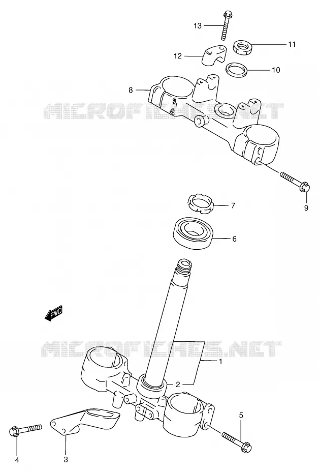 STUURKOLOM (MODELE X/Y) Suzuki MOTO 250 RM 1996  RM250T(E3/E28)