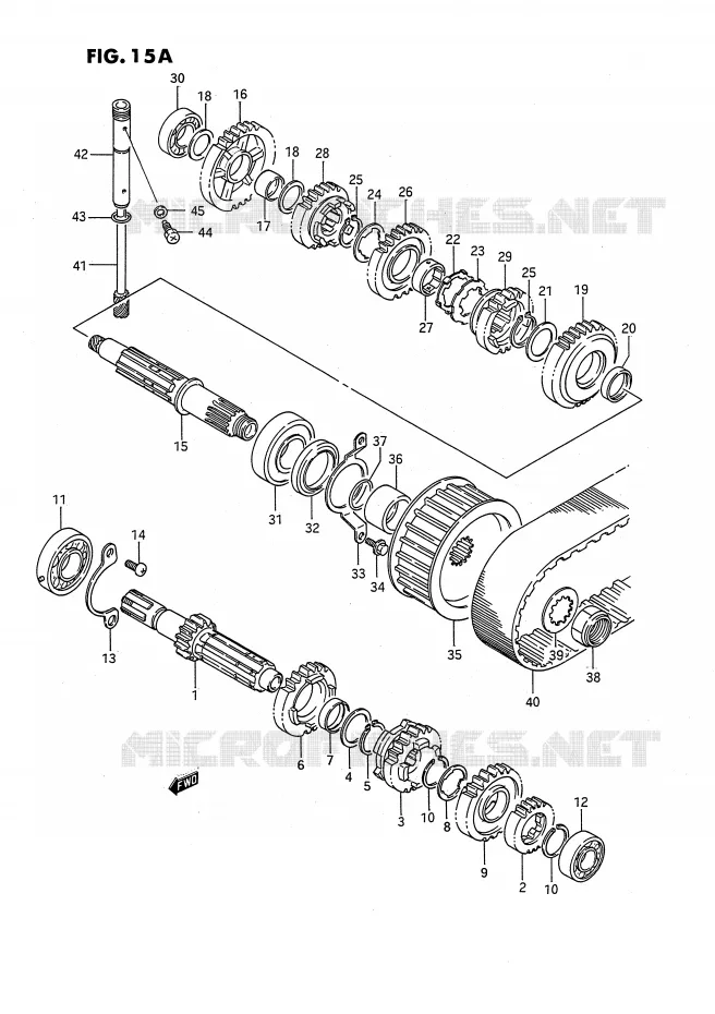 TRANSMISSION (MODEL M/R E2,E4,E15,E16,E17,E18,E22,E25,E39,E53) Suzuki MOTO 650 SAVAGE 1989  LS650FK(E2)