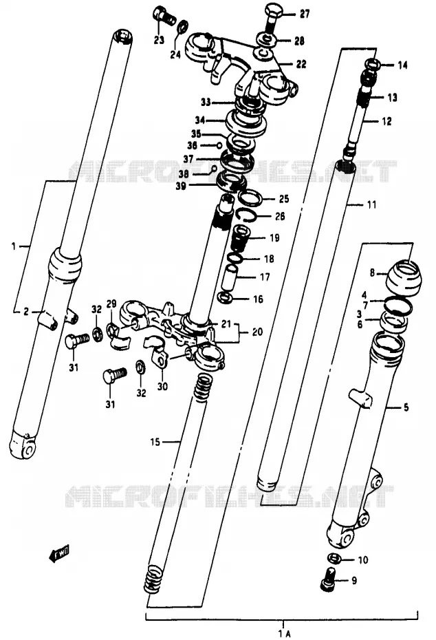 VOORVORK (MODELE K) Suzuki MOTO 50 RG 1985  RG50F(D/E/F/1/G/J/K)