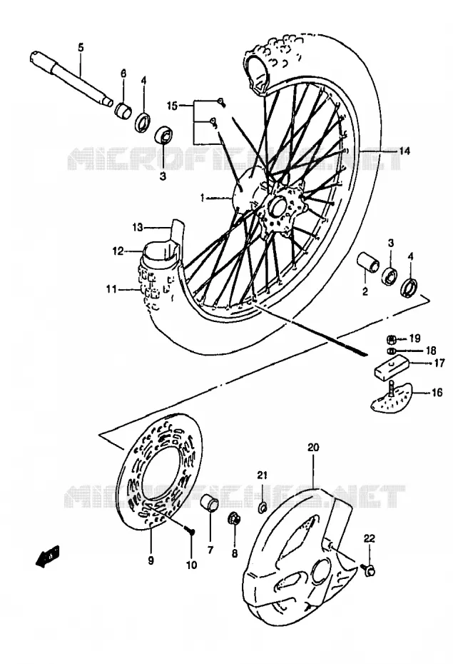 VOORWIEL (MODELE T) Suzuki MOTO 250 RM 1996  RM250T(T/V/W/X/Y)