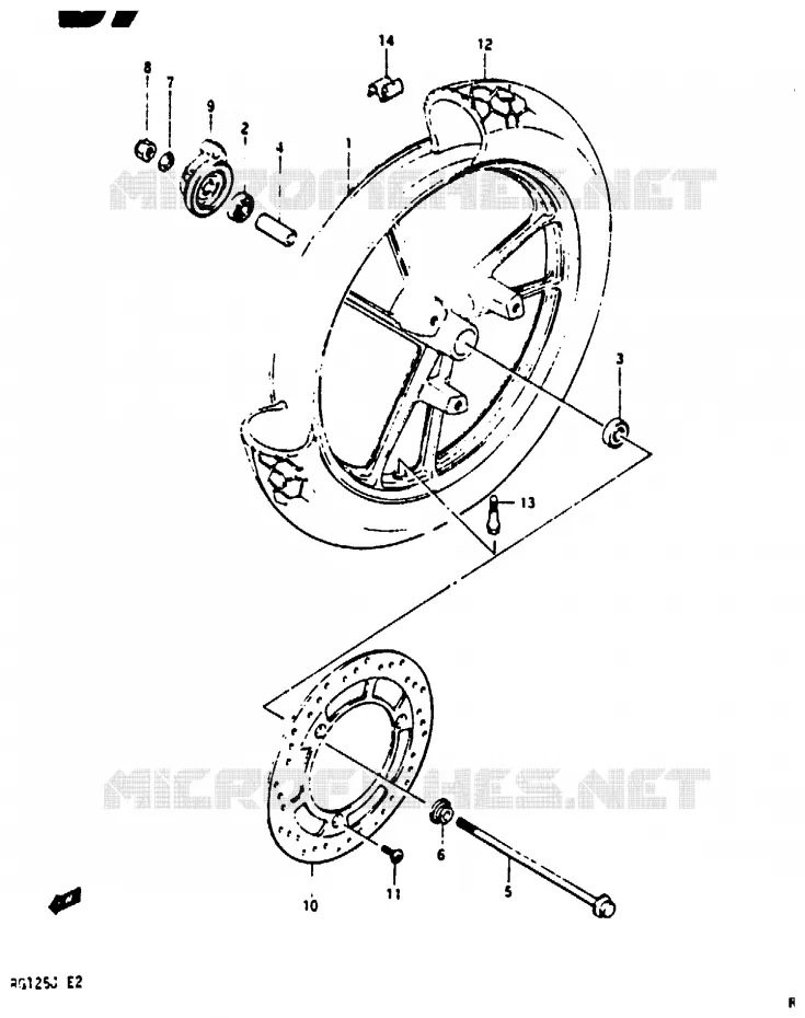 VOORWIEL Suzuki MOTO 125 RG 1988  RG125AJ(G/H/J)