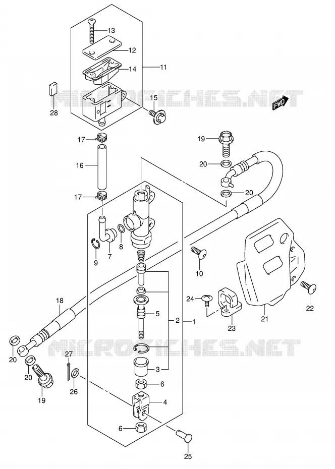 ACHTER HOOFDREMCILINDER Suzuki MOTO 400 DR-Z 2008  DR-Z400SK8(E2)