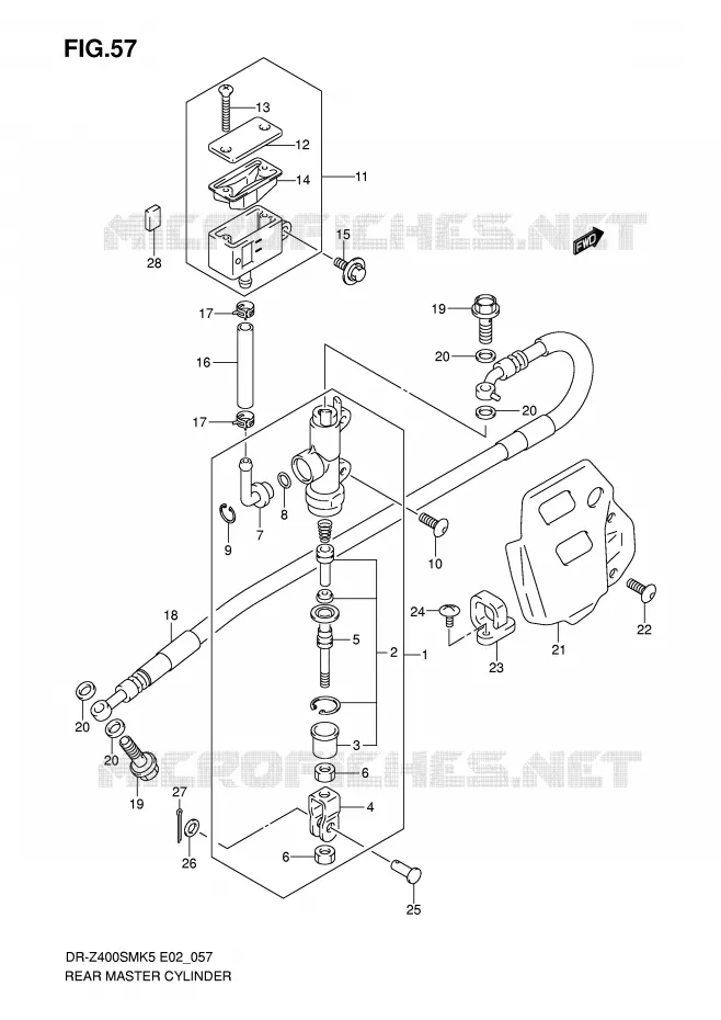 ACHTER HOOFDREMCILINDER Suzuki MOTO 400 DR-Z 2008  DR-Z400SMK8(E2)
