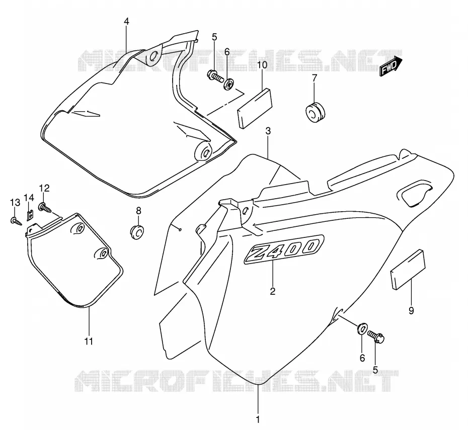 ACHTER KUIP  (MODELE K1/K2) Suzuki MOTO 400 DR-Z 2002  DR-Z400EK2(E1)