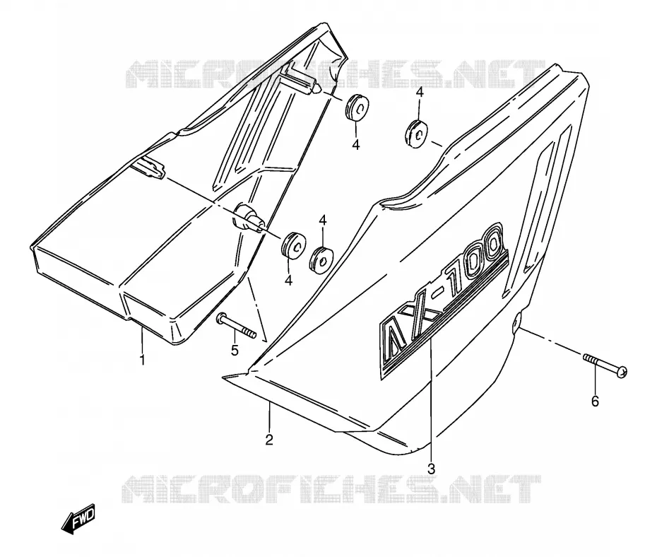 ACHTER KUIP  (MODELE T P9) Suzuki MOTO 100 AP 1994  AX100R(E94)