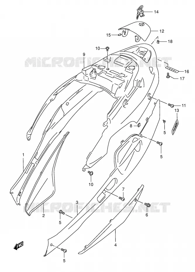 ACHTER KUIP  (MODELE T/V) Suzuki SCOOTER 125 BURGMAN 2000  AN125UY(E2)