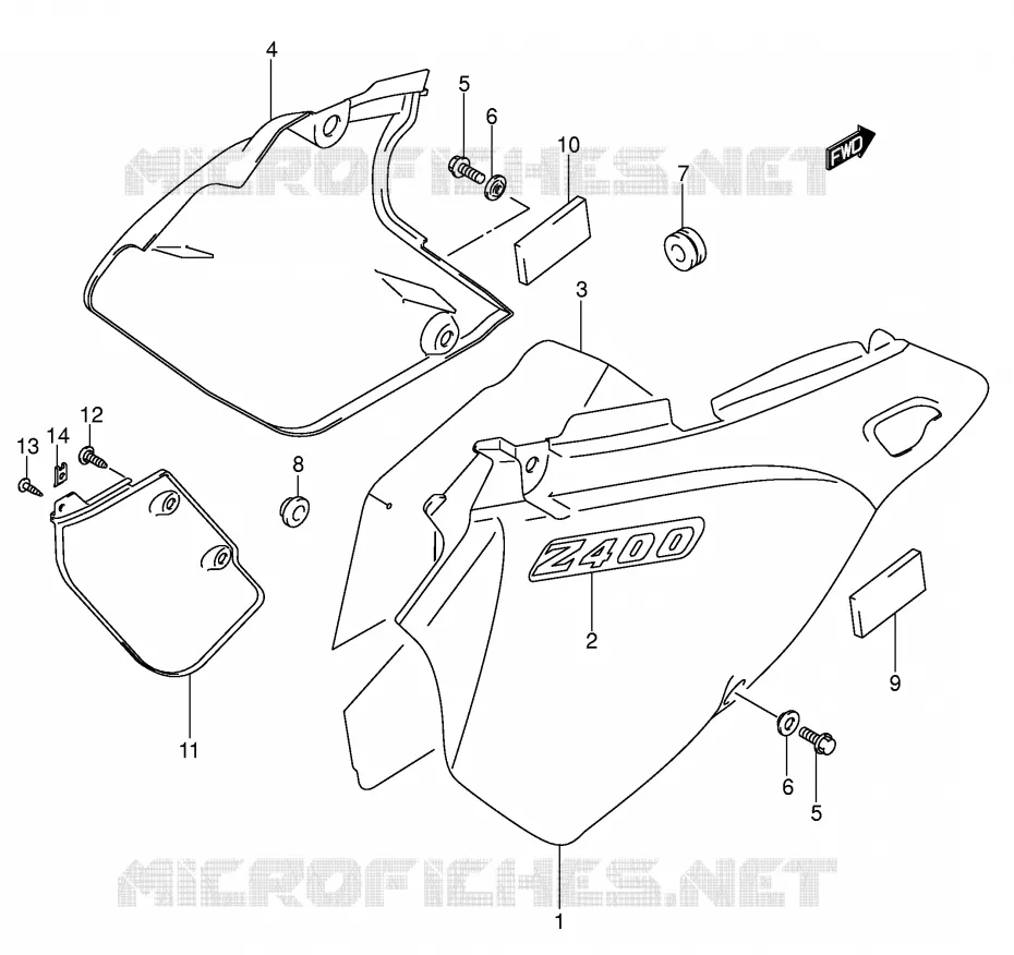 ACHTER KUIP  (MODELE Y) Suzuki MOTO 400 DR-Z 2002  DR-Z400K2(E1)