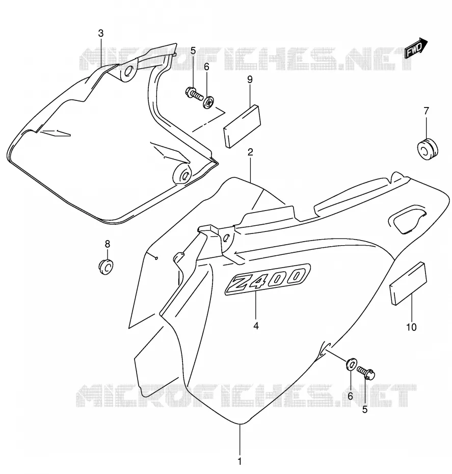 ACHTER KUIP  (MODELE Y) Suzuki MOTO 400 DR-Z 2003  DR-Z400SK3(E3/E28)