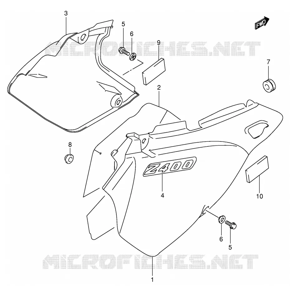 ACHTER KUIP  (MODELE Y) Suzuki MOTO 400 DR-Z 2004  DR-Z400SK4(E2)