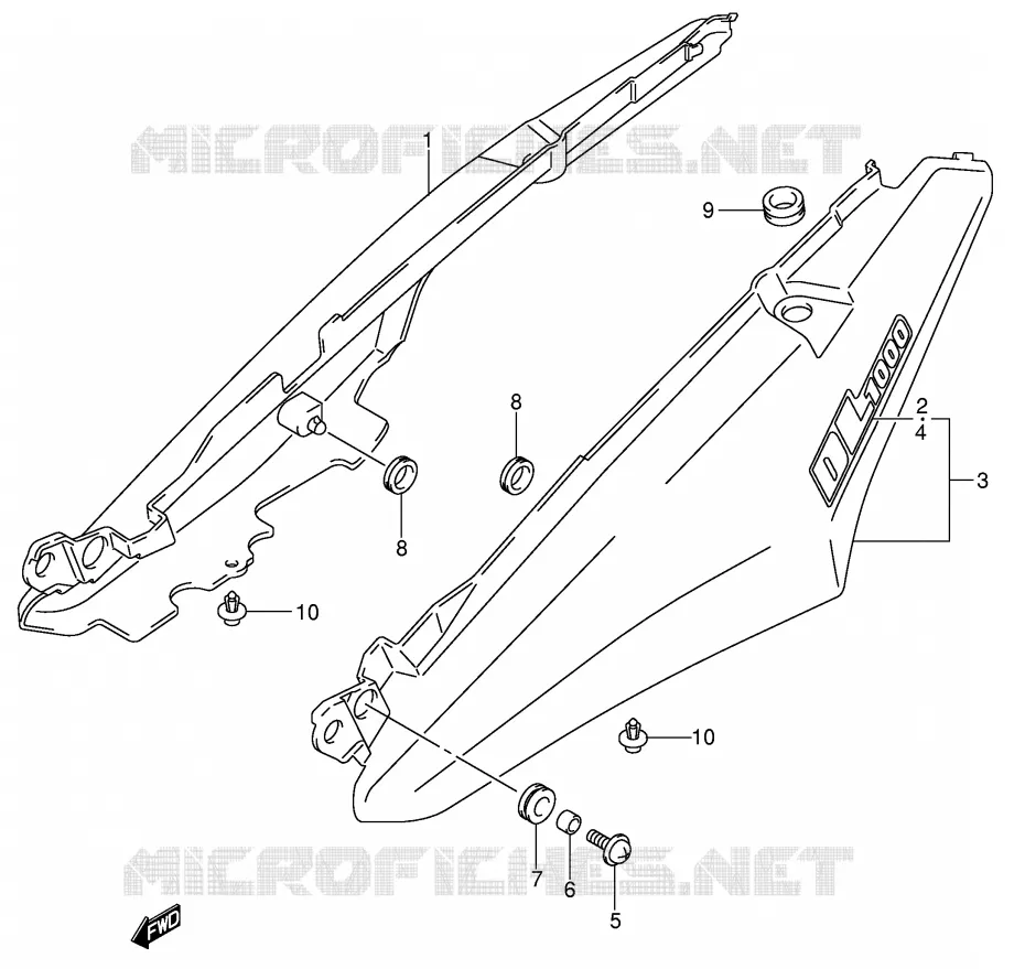 ACHTER KUIP - SEAT COWL (MODELE K2) Suzuki MOTO 1000 V-STROM 2004  DL1000K4(E2)