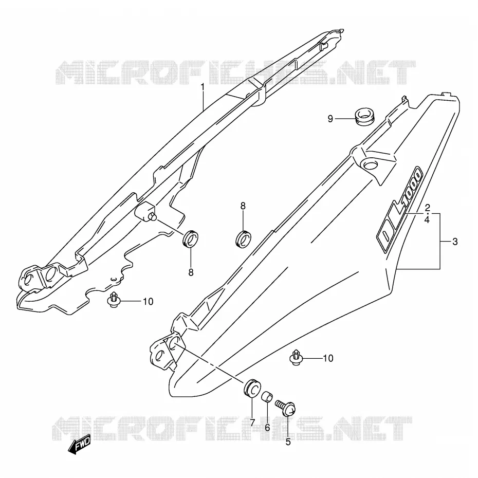 ACHTER KUIP - SEAT COWL (MODELE K3) Suzuki MOTO 1000 V-STROM 2004  DL1000K4(E2)