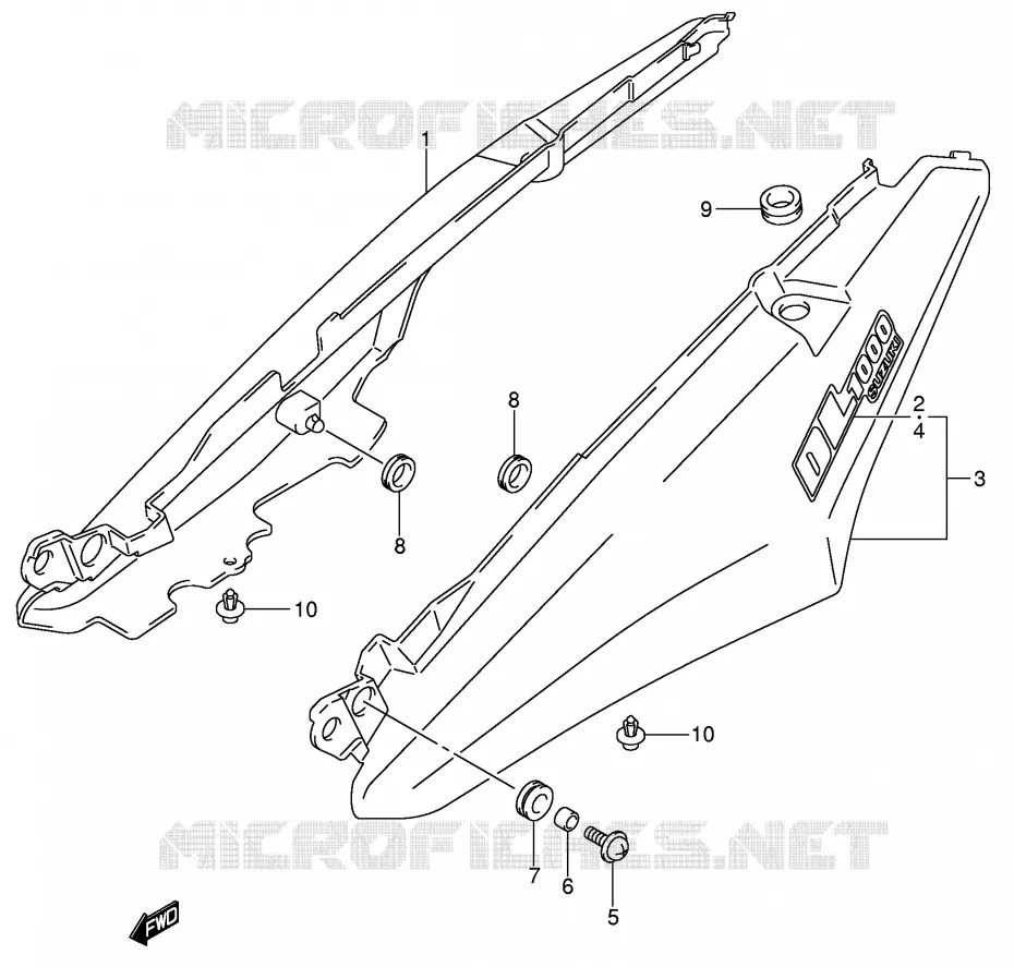 ACHTER KUIP - SEAT COWL (MODELE K5) Suzuki MOTO 1000 V-STROM 2002  DL1000K2(E2)