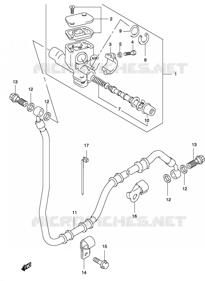 ACHTER hoofdremcilinder (MODEL AY50WR K1/K2/ AY50W K3/K4) Suzuki SCOOTER 50 KATANA 2002  AY50K2(P19)