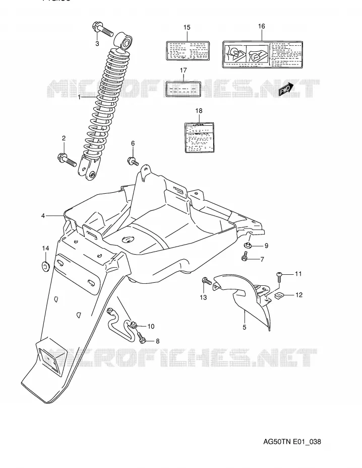 ACHTERSPATBORD / STICKERS Suzuki SCOOTER 50 ADDRESS 1992  AG50TN(E1)