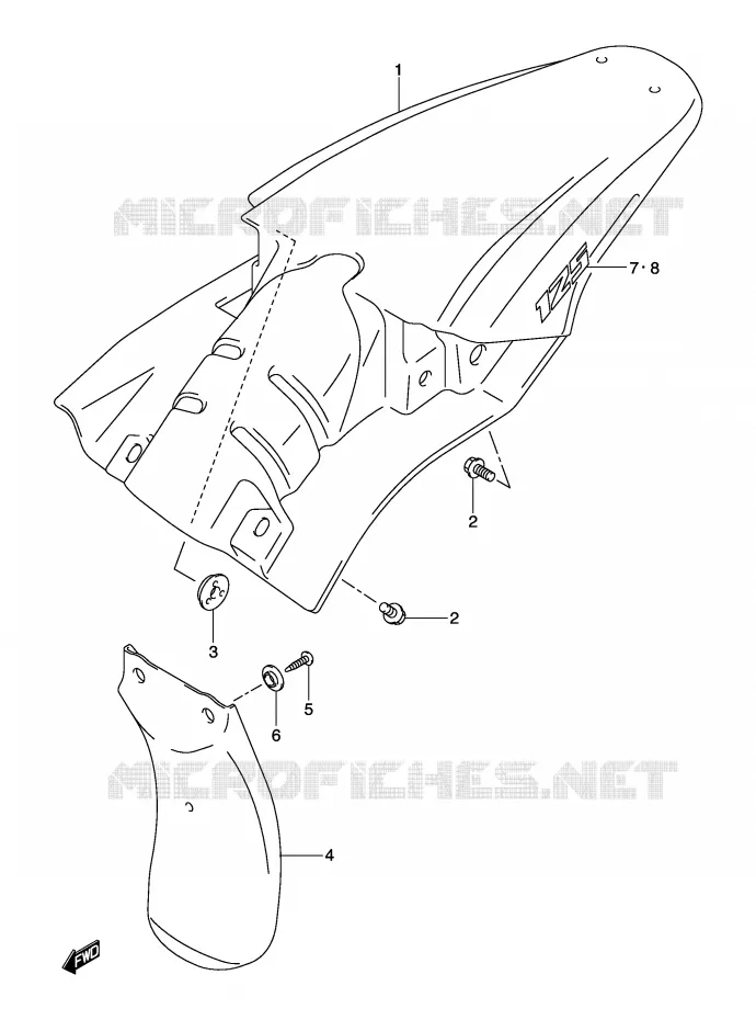 ACHTERSPATBORD (MODELE K3) Suzuki MOTO 125 DR-Z 2004  DR-Z125LK4(E3/E28)
